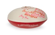 A circa 1980s T.W. Sherrin South Melbourne F.C. football, signed by greats including Jock McKenzie, Bob Pratt, Bert "Blue" Beard, Laurie Nash, and others.