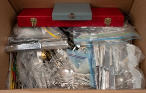 Assorted silver plated cutlery, German and Japanese stainless steel cutlery, corkscrews, bar ware, utensils etc., (qty).