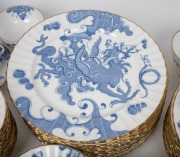 ROYAL WORCESTER "Blue Dragon" porcelain dinner and tea ware, complete set for twelve plus milk jug and sugar basin, mid 20th century, (98 items), factory mark to base. - 2