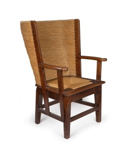 ORKNEY CHAIR fine quality Arts & Crafts oak and rattan chair, executed in the 18th century style, 19th/20th century, 85cm high, 53cm across the arms.