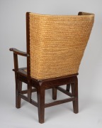 ORKNEY CHAIR fine quality Arts & Crafts oak and rattan chair, executed in the 18th century style, 19th/20th century, 85cm high, 53cm across the arms. - 3