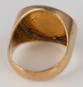 An 1875 English 22ct gold sovereign, mounted as a signet ring in 9ct gold, 14.7 grams total. - 3
