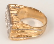 An imposing 18ct gold gents ring, set with eight large brilliant cut white diamonds, mid to late 20th century, stamped "18ct", 28.4 grams total. - 3