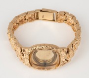 An impressive 14ct solid gold watch bracelet and case, mid to late 20th century, stamped "14ct", 80.9 grams total including crystal. - 2