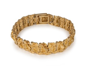A vintage 14ct gold designer bracelet, mid to late 20th century, stamped "14K", 34.2 grams.