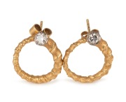 LEO AMMAVUTA stunning Australian design and manufactured 18ct yellow gold pair of earrings, each adorned with a brilliant cut white solitaire diamond, late 20th century, 9.2 grams total.