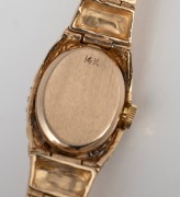 CONTINENTAL Geneva quartz ladies cocktail wristwatch in 14ct gold case with white diamond mounted bezel and 14ct gold bracelet and clasp, 33 grams not including movement. - 3