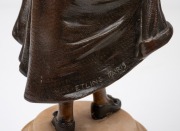 DOMINIQUE ALONZO (active 1910-1930) "The Curtsy" Art Nouveau patinated bronze statue with finely carved ivory head, on onyx base, stamped "ALONZO, ETLING, PARIS", 21cm high overall. - 3
