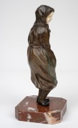 PAUL D'AIRE (active 1890-1910) French two toned patinated bronze figure of a peasant girl with well carved ivory face, on rouge marble base, early 20th century, the base engraved "Made in France", 20.5cm high overall. - 3