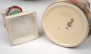 An antique Staffordshire pottery figure, a Royal Doulton "Dickens" jug, and a pottery fruit bowl by Alan Caiger-Smith for Aldermaston Pottery, 19th/20th century, (3 items), the statue 15cm high. - 3
