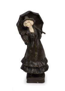 PETER TERESZCZUK (1875–1963), antique Viennese cast bronze and carved ivory statue, early 20th century, signed on the base "P. Tereszczuk", 16.5cm high.