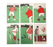 EARLY POSTCARDS: Group of six c. 1905 George Taylor postcards, comprising Billiards, Bowls, Cricket, Football, Golf, and Tennis. (6 items)
