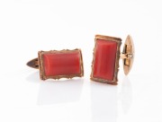 A pair of antique 9ct gold and coral cufflinks, early 20th century, ​​​​​​​8.3 grams total.