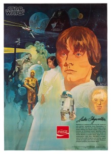 STAR WARS group of four Australian issue promotional Coca-Cola and Pizza Hut posters, the original artwork by Dell Nichols, circa 1977, 61 x 44cm each overall