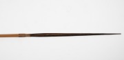 Dyak tribal paddle with attractive carved decoration; together with a Papua New Guinea carved wood figural stool (A/F) and a Papua New Guinea arrow, (3 items), the largest 129cm long. - 4