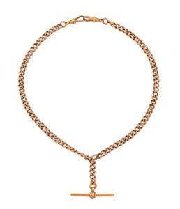 An antique Australian 9ct gold fob chain, 19th/20th century, stamped "9ct, 375" with maker's mark rubbed, 37cm long, 36.2 grams.