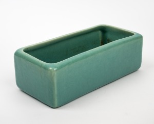 MELROSE WARE green glazed Australian pottery flower trough, stamped "Melrose Ware, Australian", ​​​​​​​7cm high, 22cm wide.