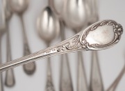 German silver serving spoons, forks and dessert spoons, 19th/20th century, (10 items), 452 grams total. - 3