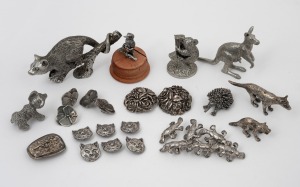 Assorted Australian animal ornaments, buttons, etc, some stamped 925, (qty), ​​​​​​​the kangaroo 5cm high.