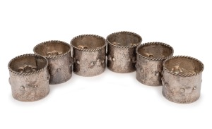 MILDRED MARY CREED (1874&ndash;1943), set of of six vintage Australian silver condiment pots, early 20th century, stamped "Creed, S. S.", 4cm high, 4.5cm diameter, 252 grams total.