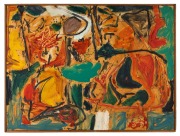 ARTIST UNKNOWN, (abstract landscape), oil on canvas, inventory number verso "No. A76", ​​​​​​​52 x 70cm, 54 x 72cm overall.