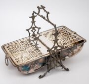 Silver plated candlesticks, muffin dish, oak biscuit barrel, tobacco jar and two hip flasks (one with attractive collapsible cup lid), 19th and 20th century, (qty), the candlesticks 25cm high. - 4