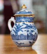 Antique English blue and white porcelain tea ware, comprising of a teapot (no lid), sparrow beak jug, teacups, tea bowls, saucers and bowl, mixed condition, 18th/19th century, (18 items), the teapot 14cm high. - 14
