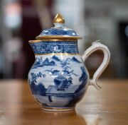 Antique English blue and white porcelain tea ware, comprising of a teapot (no lid), sparrow beak jug, teacups, tea bowls, saucers and bowl, mixed condition, 18th/19th century, (18 items), the teapot 14cm high. - 15