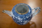Antique English blue and white porcelain tea ware, comprising of a teapot (no lid), sparrow beak jug, teacups, tea bowls, saucers and bowl, mixed condition, 18th/19th century, (18 items), the teapot 14cm high. - 18