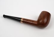 An antique English pipe in original leather case with rose gold collar and presentation plaque, circa 1920s, ​​​​​​​15cm long overall. - 2
