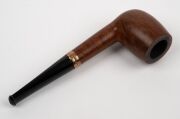 An antique English pipe in original leather case with rose gold collar and presentation plaque, circa 1920s, ​​​​​​​15cm long overall. - 3