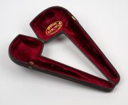 An antique English pipe in original leather case with rose gold collar and presentation plaque, circa 1920s, ​​​​​​​15cm long overall. - 5