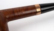 An antique English pipe in original leather case with rose gold collar and presentation plaque, circa 1920s, ​​​​​​​15cm long overall. - 7