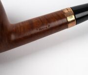 An antique English pipe in original leather case with rose gold collar and presentation plaque, circa 1920s, ​​​​​​​15cm long overall. - 8