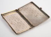 A fine quality antique Continental silver case with engraved floral decoration and cabochon emerald clasp, circa 1900, 7.5cm wide, 55 grams total. - 3