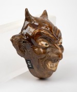 MARGUERITE MAHOOD pottery devil face plaque, incised "M.M.", 9cm high. - 2
