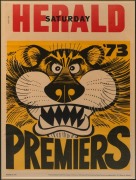 WEG - RICHMOND 1973 PREMIERSHIP POSTER: Serial number at top left [#15747]; originally folded; attractively framed and glazed, 88 x 72cm overall. - 2