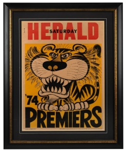 WEG - RICHMOND 1974 PREMIERSHIP POSTER: Serial number at top left [#17253]; attractively framed and glazed, 88 x 72cm overall.