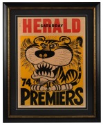 WEG - RICHMOND 1974 PREMIERSHIP POSTER: Serial number at top left [#17253]; attractively framed and glazed, 88 x 72cm overall.