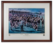 RICHMOND: "Tigerland - Team of the Century 1900-1999" print, signed by artist Jamie Osborne and player Tommy Hafey; limited edition #141/500 with CoA; attractively framed and glazed, 90 x 110cm overall.
