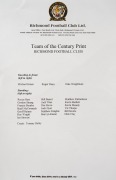 RICHMOND: "Tigerland - Team of the Century 1900-1999" print, signed by artist Jamie Osborne and player Tommy Hafey; limited edition #141/500 with CoA; attractively framed and glazed, 90 x 110cm overall. - 2
