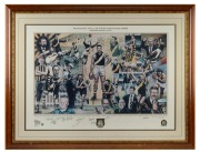 RICHMOND: "Inaugural Hall of Fame Inductees 2002" print, signed by fifteen notables including Francis Bourke, Roger Dean, Tommy Hafey, Michael Roach, Kevin Sheedy, and others; limited edition #6/250 with CoA; attractively framed and glazed, 86 x 112cm ove