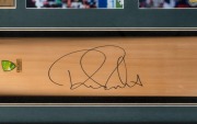 RICKY PONTING: Signature on full-size cricket bat, mounted in attractive display case with four action photographs and career statistics; 103 x 43cm overall. - 2