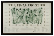 "The Final Frontier - Border-Gavaskar Trophy 2004 - India v Australia" print featuring seventeen original signatures, including those of Shane Warne, Adam Gilchrist, Ricky Ponting, Glenn McGrath, and Jason Gillespie; limited edition of 200; attractively f
