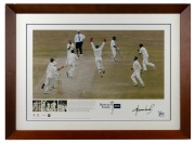 A group of framed displays, comprising "Glenn McGrath - Frame by Frame" (signed limited edition #149/500), "Taylor & Slater" (signed limited edition #32/350, with CoA), and "Bowled Shane 500" by the SKW500 Collection (unnumbered art proof); the largest 46 - 2