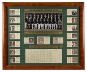 "The Invincibles - The Greats of '48" display comprising team photograph, window mounted together with action photo and tour record for each player, with nine facsimile and eight original signatures, including those of Bill Brown, Neil Harvey, Bill Johnst