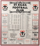 ST. KILDA: A group of six framed or block-mounted displays, including one signed by Robert Harvey, and two with copious signatures from the 1994 and 1995 teams respectively; the largest 57 x 77cm overall. - 6