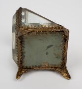 An antique sterling silver ladies cased pocket watch, housed in an original triangular antique glass and gilt metal silk lined box, 19th century, 8cm high overall. - 7