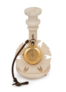 SIR WILLIAM IRVINE (Victorian Premier 1902-1904) fine quality antique 18ct gold cased full hunter chronograph pocket watch with engraved monogram to the front and inscription to the cuvette "Presented To The Hon. W.H. IRVINE M.P. Premier Of Victoria By Hi