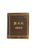 MELBOURNE CRICKET CLUB: 1876-77 Member's Season Ticket, leather covers with gilt "M.C.C. 1876-77" to both front and back, made out to prominent physician and early University of Melbourne lecturer Dr Walter Balls-Headley; holed once, probably to indicate 